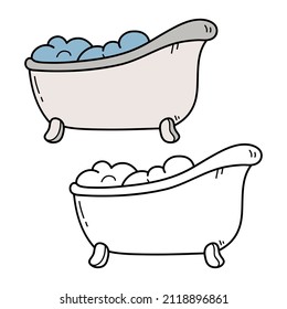 Vector illustration coloring page of doodle bath for children and scrap book