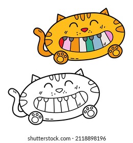 Vector illustration coloring page of doodle piano for children and scrap book
