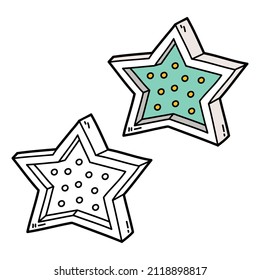 Vector illustration coloring page of doodle star nightlight for children and scrap book