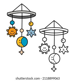 Ilustración vectorial página de coloreado del doodle móvil para niños y libro de chatarra