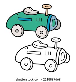 Ilustración vectorial página de coloreado del doodle automobile para niños y libro de chatarra