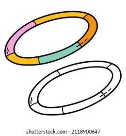 Vector illustration coloring page of doodle hula hoop for children and scrap book