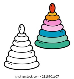 Vektorgrafik-Farbseite der Doodle-Pyramide für Kinder und Schrott-Buch
