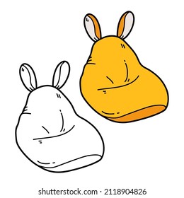 Vector illustration coloring page of doodle bean bag chair for children and scrap book