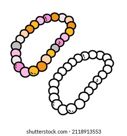 Vector illustration coloring page of doodle woman beads  for children and scrap book