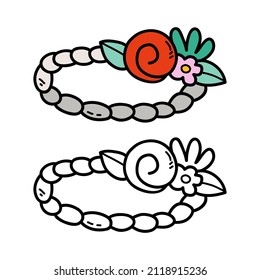 Vektorgrafik-Farbseite des Doodle-Blumenkopfbands für Kinder und Schrott-Buch