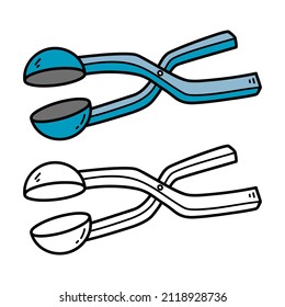 Ilustración vectorial página de color del doodle Snowball Thrower para niños y libro de chatarra