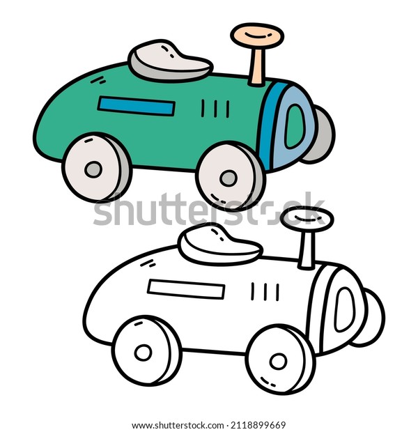 Vector illustration coloring page of doodle\
automobile for children and scrap\
book
