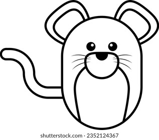 Ilustración vectorial de una página de color de un pequeño ratón.