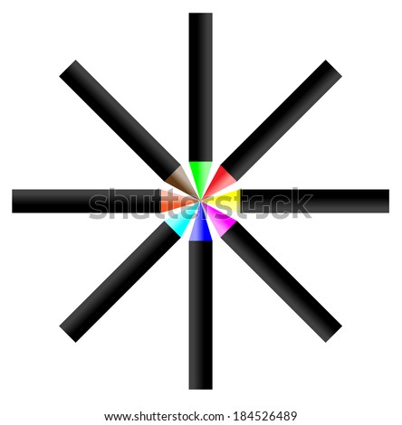 Vector illustration of coloring pencils in a circle design