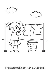 Vector illustration coloring simple cartoons for children Fun and Creative Coloring Pages For Girls  Boys.