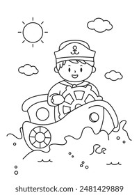 Ilustración vectorial para colorear dibujos animados simples para niños divertidos y creativos para colorear páginas para niñas y niños.