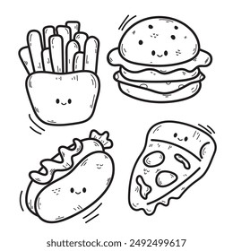 Vector illustration coloring simple cartoons. outline black and white, icon