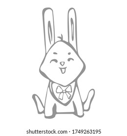 Vector illustration of coloring smiling rabbit