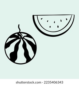 Vector illustration. Coloring of watermelon slices. Summer mood.