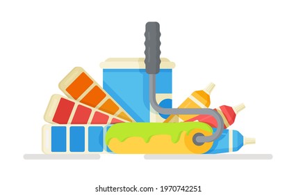 Vector illustration of coloristic concept isolated on white background. Design concept paint choice for a new room. 