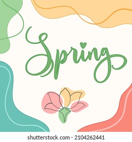 Vector illustration colors abstract background with lettering. Layout and line composition. Spring flyer.