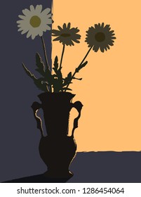 Vector illustration with colors in contrast lighting