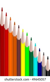 Vector illustration of colors set pencils are isolated on white background