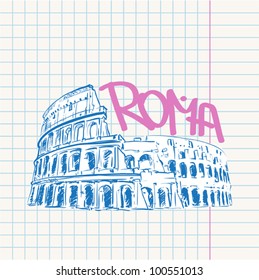 Vector illustration with colosseum.