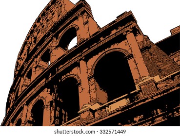 Vector illustration of Colosseum (Coliseum) in Rome, Italy. The Colosseum is an important monument of antiquity