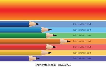 Vector Illustration of colour lead pencils various length