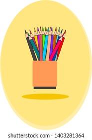 Vector illustration of colour pencils sitting in a box. Useful for contents related to drawing, kids, competitions or posters.