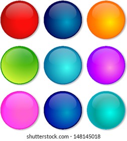 Vector illustration of coloured glossy and shiny network sphere icon. 