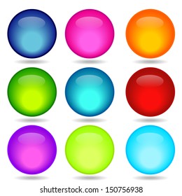 Vector illustration of coloured glossy and shiny network sphere icon. 