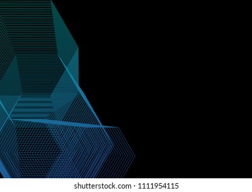 Vector illustration colourful abstract background wave line effect on black background.