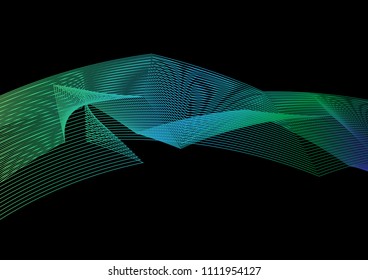 Vector illustration colourful abstract background wave line effect on black background.
