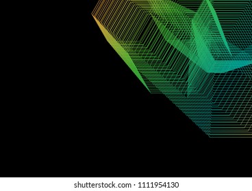 Vector illustration colourful abstract background wave line effect on black background.