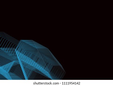 Vector illustration colourful abstract background wave line effect on black background.