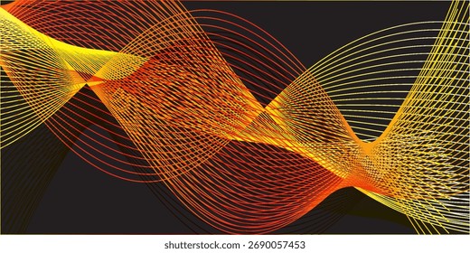 Vector illustration colourful abstract background wave line effect on black background.

