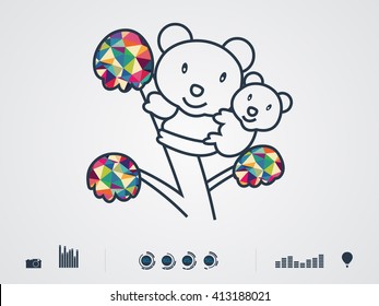 vector illustration of colourful bear