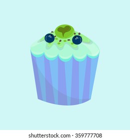 vector illustration colourful cake cupcake sweet creamy blueberry  bakery icon