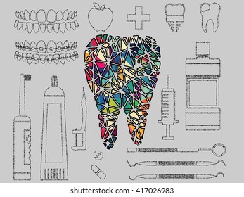 vector illustration of colourful dental