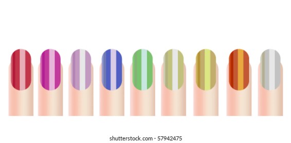 Vector illustration of colourful nails