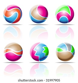 ilustración vectorial de esferas coloridas con reflejos