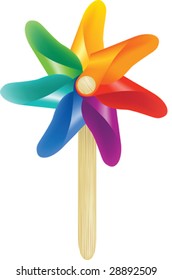 Vector illustration of a colourful toy windmill
