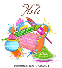 Vector illustration of colrful background for Indian festival Holi celebrations.