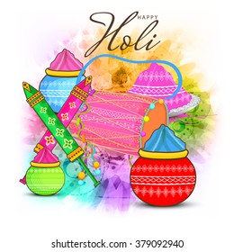 Vector illustration of colrful background for Indian festival Holi celebrations.