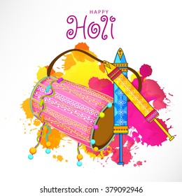 Vector illustration of colrful background for Indian festival Holi celebrations.