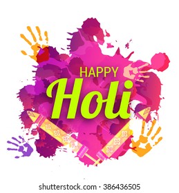 Vector illustration of colrful background for Indian festival Holi celebrations.