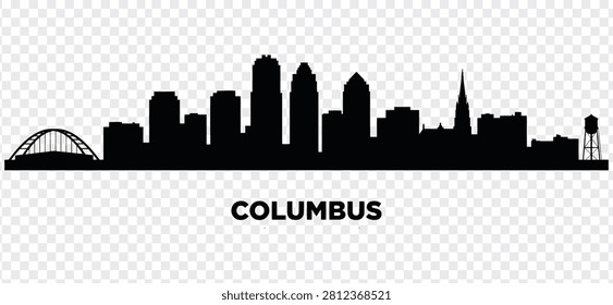 Vector illustration of the Columbus, Ohio city skyline. Detailed silhouette of the urban cityscape featuring iconic buildings and landmarks.