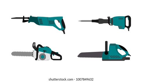 Vector illustration. Columns of electric tools. Flat design.