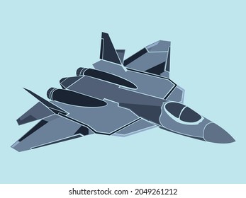 Vector illustration of combat airplane or attact jet fighter with solid background