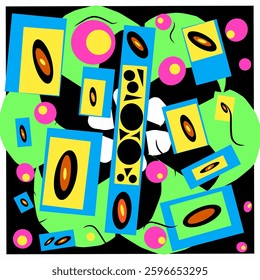 Vector illustration a combination of a circular box shape with a musical nuance