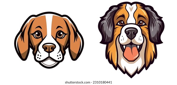 Vector illustration of a combination of different types of puppy heads