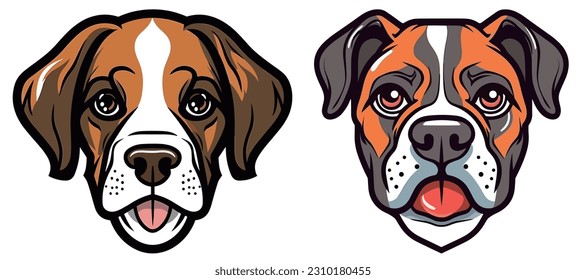 Vector illustration of a combination of different types of puppy heads